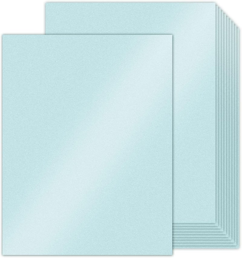 Goefun 100 Sheets Blue Shimmer Cardstock 8.5 x 11 Metallic Paper, 80lb Card Stock Printer Paper for Invitations, Weddings, Parties, Showers - Image 1